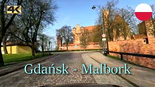 Easter morning drive to Malbork from Gdańsk in Poland  Spring 2024  4K [upl. by Natassia]