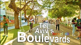 Boulevards of Tel Aviv Virtual Bike Ride Tour  Israel 4k [upl. by Ahcsim]