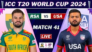 ICC T20 WORLD CUP 2024  SOUTH AFRICA vs USA MATCH 41 LIVE COMMENTARY  SA vs USA LIVE  USA 7 OV [upl. by Nerrol919]