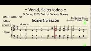 Adeste Fideles Partitura de Piano en Fa Venid Fieles Villancico O come all ye faithful sheet music [upl. by Femmine]