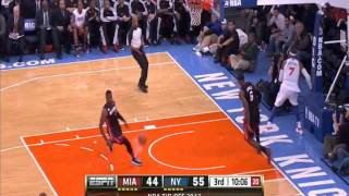 LeBron James Blocks Carmelo Anthonys Dunk Attempt  110312 [upl. by Lytsirk349]