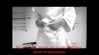 Comment nouer sa ceinture   Aikido Judo Karate  Technique sans croisement noeud plat [upl. by Thecla898]