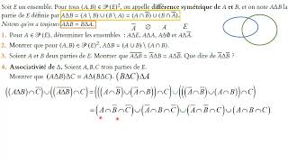 Différence symétrique de 2 ensembles  propriétés de lintersectionréunion complémentaire [upl. by Acinimod351]