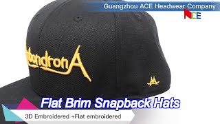 Custom Flat Brim Snapback Hats Embroidery Flat Bill Baseball Cap [upl. by Krm]