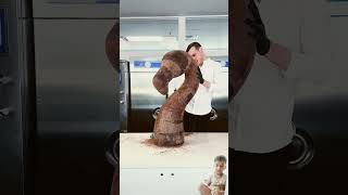 choklet cake satisfying art sculpture chocolate balloon pop dance music amauryguichon [upl. by Nnaeirb288]