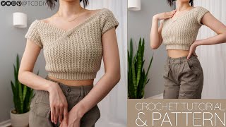 How to Crochet Off the Shoulder Wrap Top  Pattern amp Tutorial DIY [upl. by Enilrad]