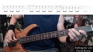 Suffragette City by David Bowie  Bass Cover with Tabs PlayAlong [upl. by Siryt]