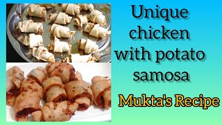 Unique Chicken with Potato Twisted Samosa  Ramadan Special Samosa by Muktas Recipe  For Iftar [upl. by Akemrehs73]