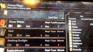 Dark Souls HOW TO EQUIP AND USE PYROMANCY SORCERY OR MIRACLES [upl. by Aihsatal]