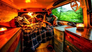 Camper Van Camping In Heavy Rain Storm And Flood  Part 2 [upl. by Enaamuj]