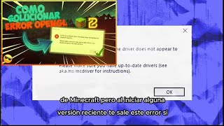 ✅ Como conseguir SOLUCIONAR el Error de OpenGL  GLFW Error 65542 en MINECRAFT FÁCIL [upl. by Jenn]