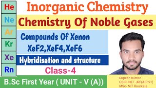 Chemistry Of Noble Gases Compounds Of Xenon  XeF2 XeF4XeF6 Class4 BSc 1st year Shape [upl. by Etterual]