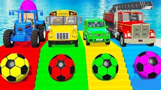 TRANSPORTING PIXAR CARS amp FRUITS WITH COLORED amp JOHN DEERE vs CLAAS vs TRACTORS  BeamNGdriveTR17 [upl. by Adnohral]