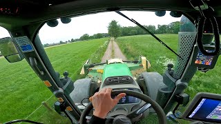 Cab View  DeutzFahr 6190 TTV  Krone  Mowing Grass  2023 [upl. by Eelyam966]