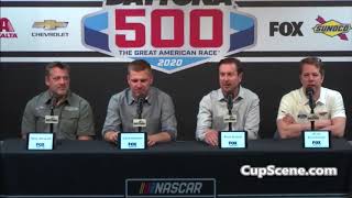 NASCAR at Daytona Feb 2020 Fox Sports Tony Stewart Clint Bowyer Kurt Busch Brad Keselowski [upl. by Anohr]