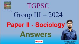 TGPSC GroupIII  2024 Sociology paperII Answers [upl. by Ahtekal]