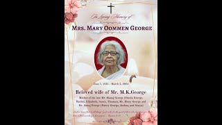 Mrs Mary Oommen George Wake Service [upl. by Halik144]