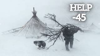 EXTREME Winter SNOW STORM 45C WINTER CAMPING WINTER STORM hits HOT tent FREEZING wind [upl. by Jillana]