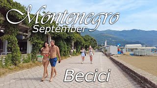 Becici beach Montenegro 🌡T28C°🌞  walking tour travel guide [upl. by Nnaillij]