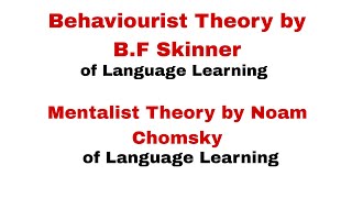 Behaviourism and Mentalism in Linguistics Behaviourist and Mentalist Theory in Linguistics [upl. by Karon]