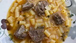 Supë me mish viçi dhe makarona  Easy soup  Albanian food [upl. by Auqinihs640]