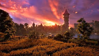 Enchanting Spring Sunset Ambience Experience Journey to Wizards Tower by the Lake 🧙‍♂️🌺 [upl. by Jacqui]