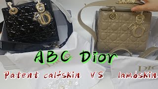 SMALL LADY DIOR BAG  2023  ABC DIOR lambskin VS Patent calfskin leather [upl. by Colene]