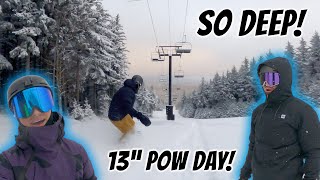 Snowboarding 13quot POW DAY at Snowshoe Mountain [upl. by Gladstone]