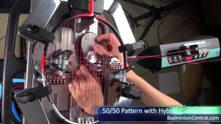 5050 Pattern with Hybrid Clamping  Badminton Stringing [upl. by Riada876]