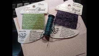 Tuto Broder des fils métalliques Treasure Braid Sparkle Braid et Kreinik [upl. by Sajet]