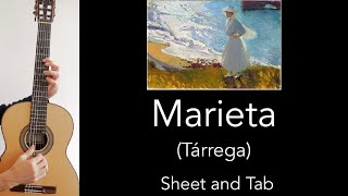 Marieta F Tarrega Performance Tutorial with Free sheet and Tab [upl. by Jermayne]