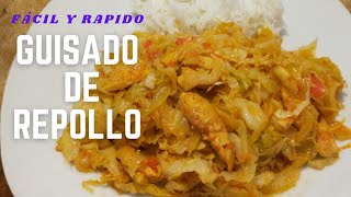 COL O REPOLLO GUISADO con Pollo Receta de Comida Saludable y Delíciosa 😋 [upl. by Aneela87]