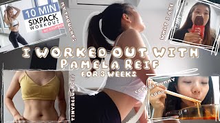 i tried pamela reifs workout plan for 3 weeks  my thoughts what i ate no restrictions results [upl. by Clough]