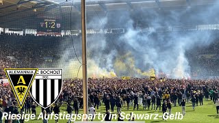 Alemannia Aachen vs 1FC Bocholt  Aachener Aufstiegsparty mit großer Choreo Platzsturm und Pyro [upl. by Tarrance37]