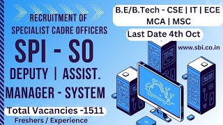 SBI SO Recruitment Details [upl. by Suoiluj]