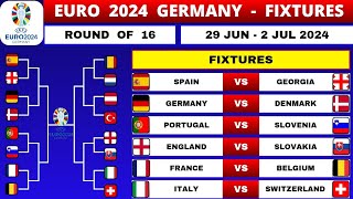 EURO 2024 FIXTURES TODAY  ROUND OF 16  EURO 2024 GERMANY [upl. by Aigroeg]