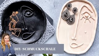 DIY SCHMUCKSCHALEN  Geschenk aus Modelliermasse  Dekoschale selber machen basteln [upl. by Akimik]