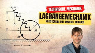 Kreisscheibe mit Unwucht an Feder Lagrange Schwingung Dynamik Technische Mechanik [upl. by Llen]