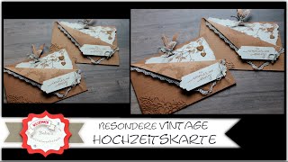 besondere Kartenform  Hochzeitskarte  Vintage Hochzeitskarte basteln  Stampin´Up  Anleitung [upl. by Arvell]