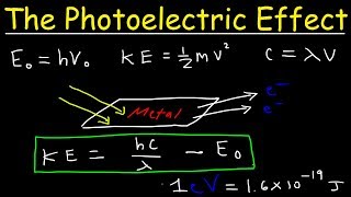 Photoelectric Effect Work Function Threshold Frequency Wavelength Speed amp Kinetic Energy Electr [upl. by Ivz]