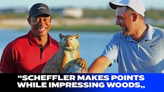 Scheffler makes points while impressing Woods with Tiger featsquot [upl. by Llednew]