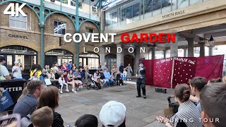 Covent Garden Street Performers in Action A London Walking Tour Experience  4K [upl. by Aitnahs]