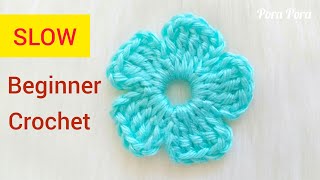 How To Crochet A Simple Flower I Step by Step Crochet Flower Tutorial For Beginners [upl. by Cinda]