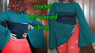 Crochet bellsleeved shrug with granny stitchcrochet flared sleeves [upl. by Arel]