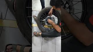 Tubeless Wheels installation on Royal Enfield himalayan450 [upl. by Sadnak]