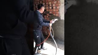 Interior wall cement mortar high pressure spray gun spraying process [upl. by Vandyke]