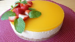 TARTA DE MELOCOTÓN EN ALMÍBAR 🍰 🍑 SIN HORNO [upl. by Aivekal]