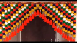 DIY  HOW TO MAKE WOOLEN TORAN FOR DOOR HANGING  DIY DOOR HANGING TORAN BY WOOLEN FLOWERS [upl. by Lechar]