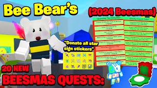 NEW BEE BEAR BEESMAS QUESTS REVEALED 20 PAINFUL QUESTS Bee Swarm Simulator [upl. by Atteirneh258]