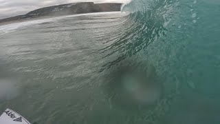 POV SURFING NORTH COAST CORNWALL SWELL BARRELS TURNS amp CAUGHT INSIDE [upl. by Nyllek]